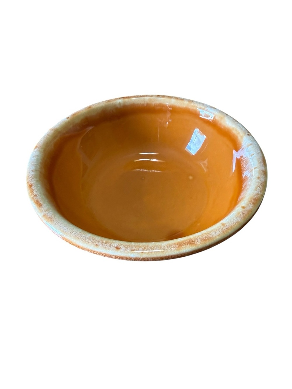 Vtg Hull Pottery Oven Proof USA Tangerine Orange Drip Glaze Bowl 6”